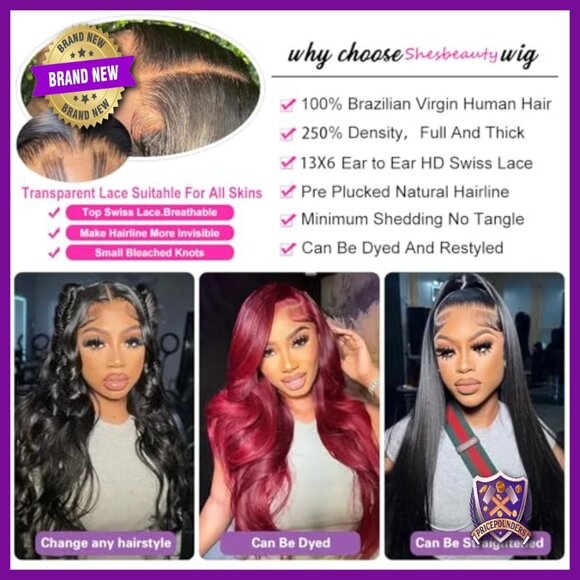 26 Inch 250 Density HD Lace Front Wig Human Hair Body Wave Pre Plucked